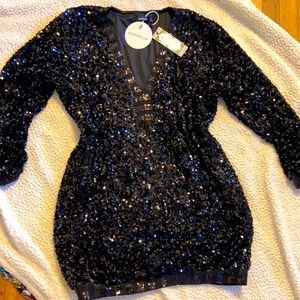 Sequin Oversized long sleeve shift dress